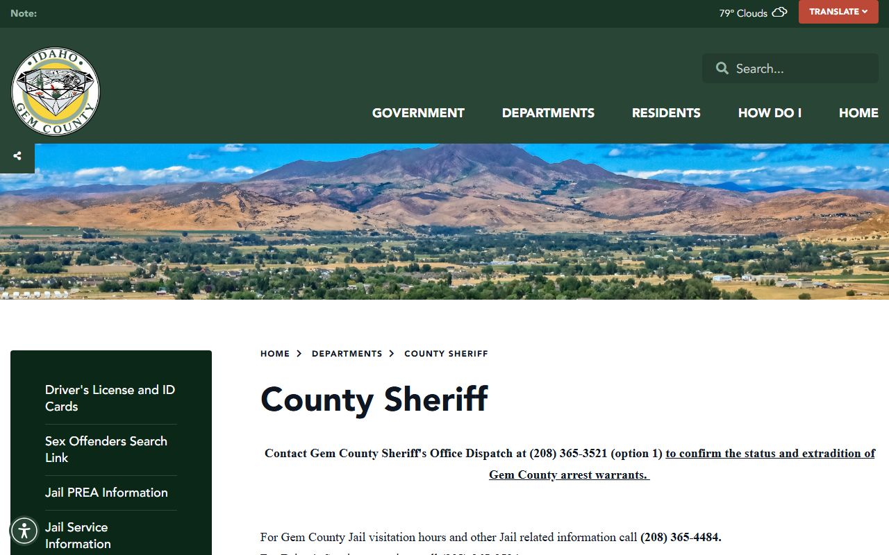Gem County jail mugshots sheriff records contact page