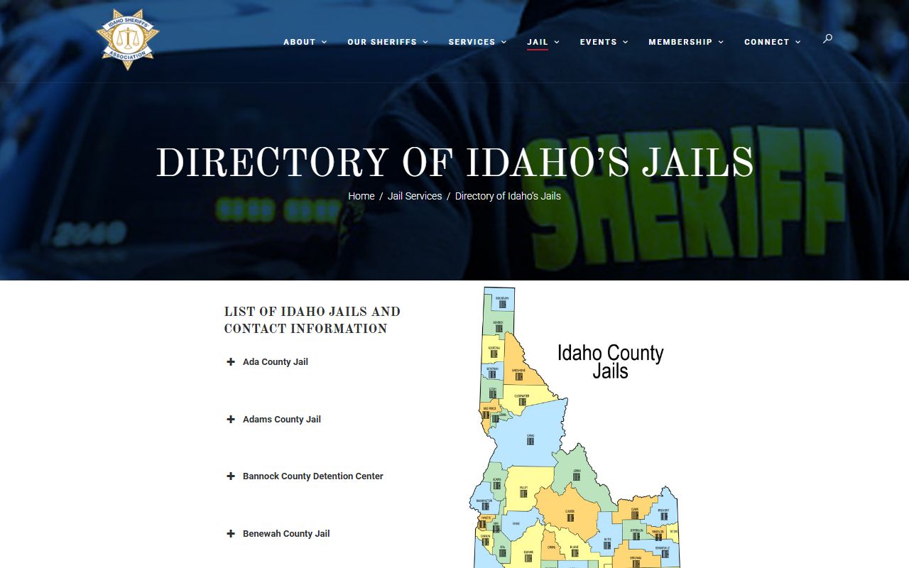 Gem County inmate population entry in Idaho Sheriffs Association jail directory